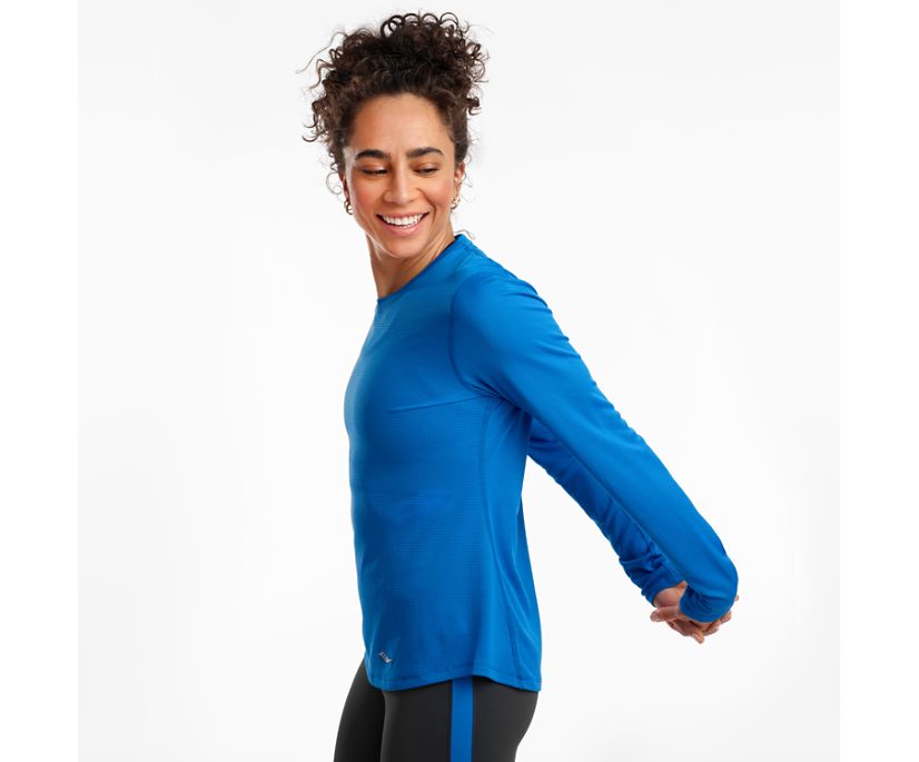 Saucony Stopwatch Long Sleeve Women's Shirts Blue | Canada 296PJJQ